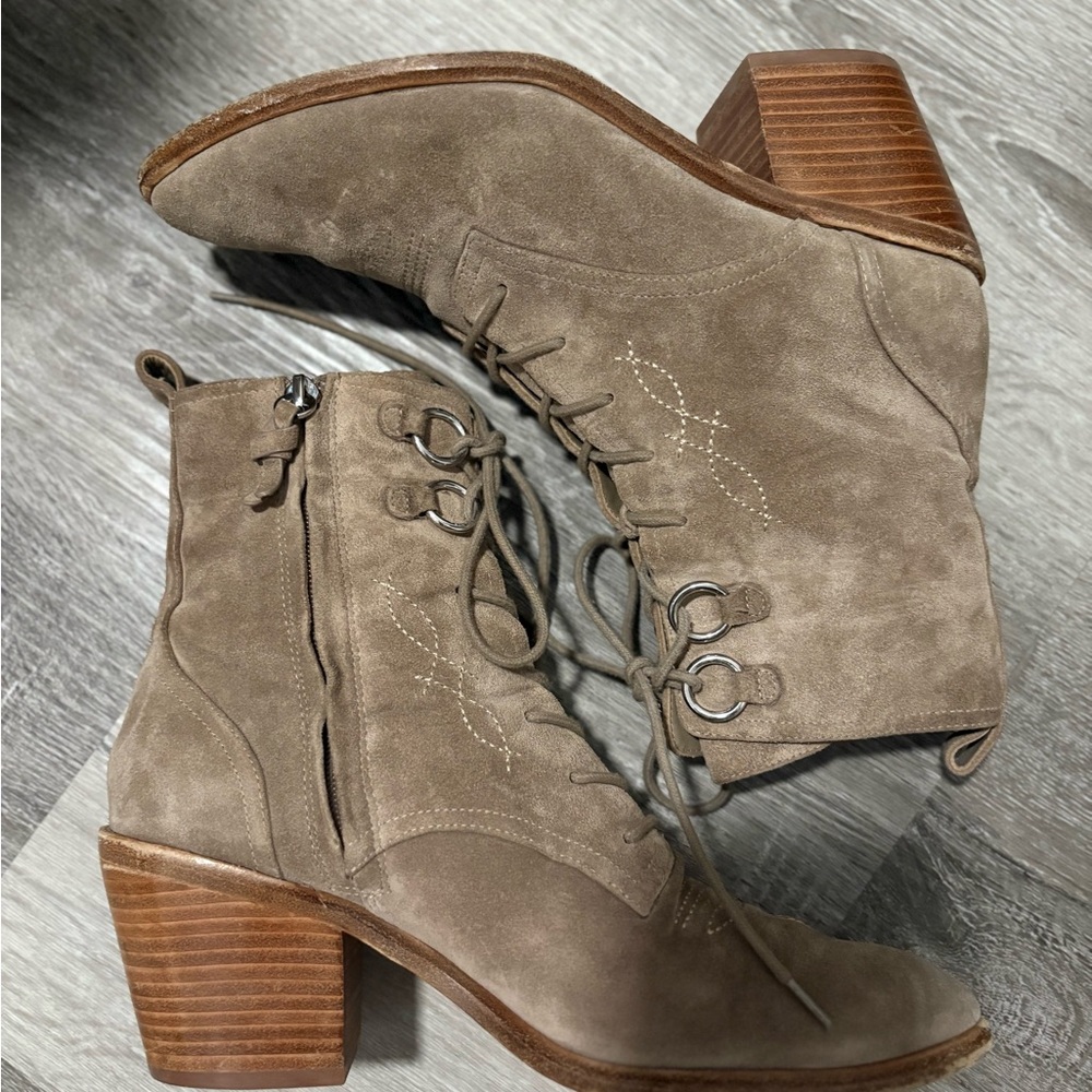 Suede lace up ankle boots - Picture 2 of 5